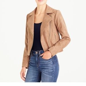 J. Crew Mercantile faux suede moto jacket, size Medium